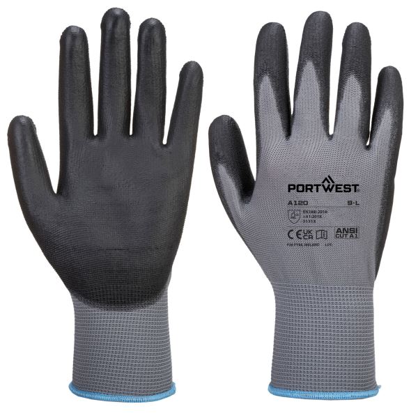Portwest Grey Black PU Palm Glove 