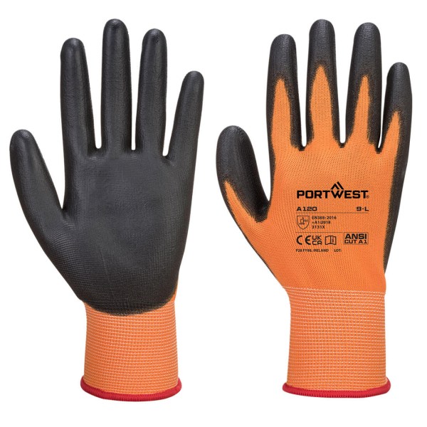 Portwest Orange Black PU Palm Glove 