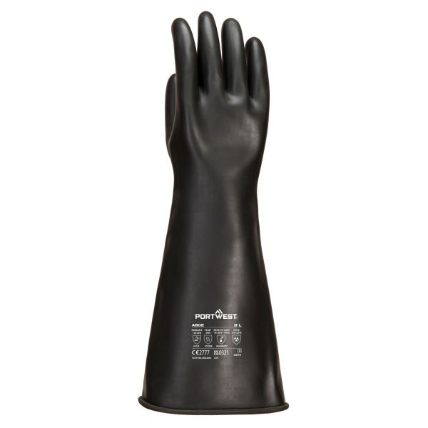 Portwest Black Heavyweight Latex Rubber Gauntlet 