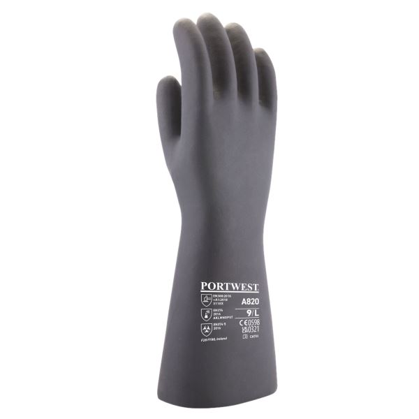 Portwest Black Neoprene Chemical Gauntlet 