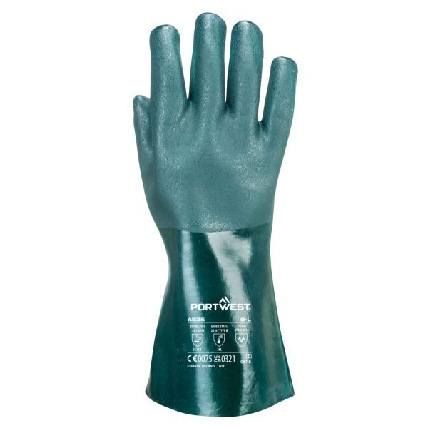 Portwest Green Double Dipped PVC Gauntlet 35cm 