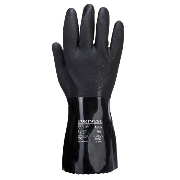 Portwest Black ESD PVC Chemical Gauntlet 