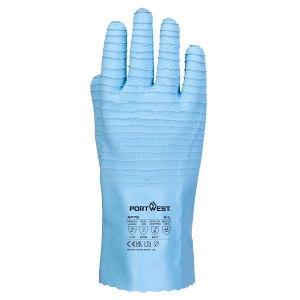 Portwest Blue FD Chemical B Latex Gauntlet 