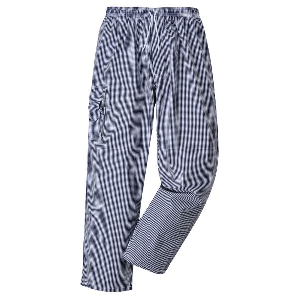 Portwest Blue Check Chester Chefs Trousers 