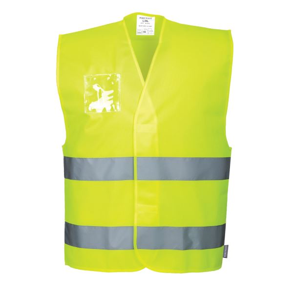 Portwest Yellow Hi-Vis Two Band Dual ID Holder Vest  