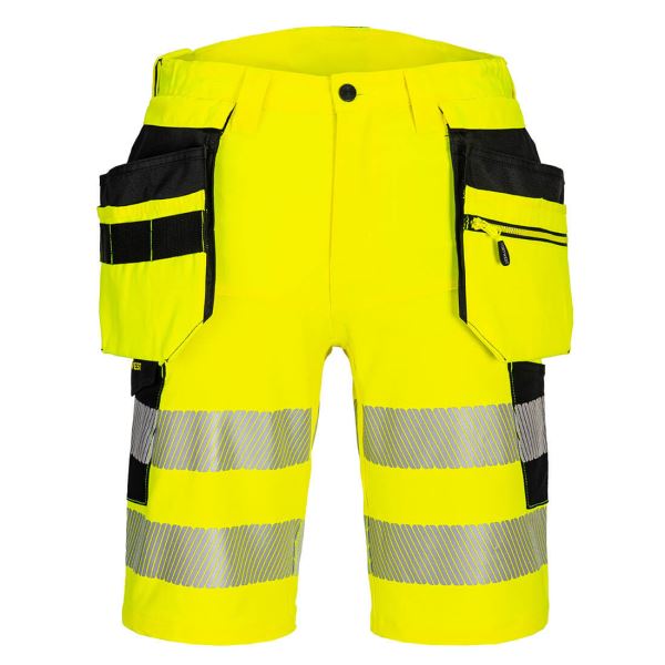 Portwest Yellow Black DX4 Hi-Vis Holster Pocket Shorts 