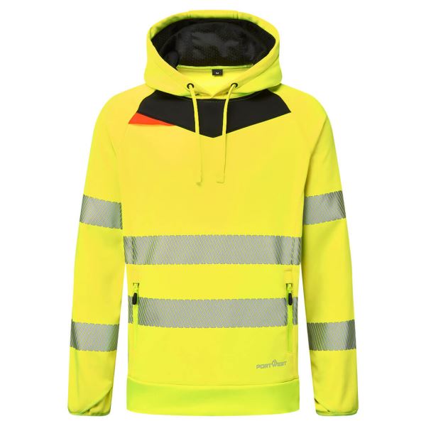 Portwest Yellow Black DX4 Hi-Vis Overhead Hoodie 