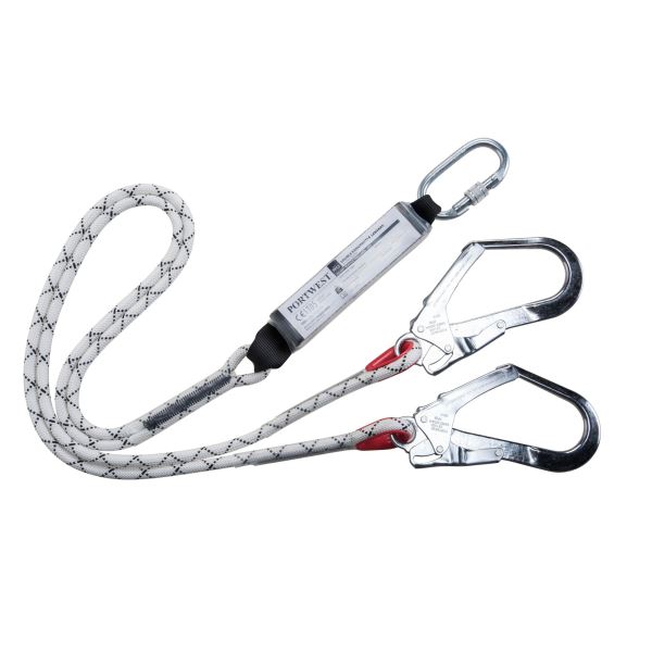 Portwest White Double Kernmantle 1.8m Lanyard With Shock Absorber 