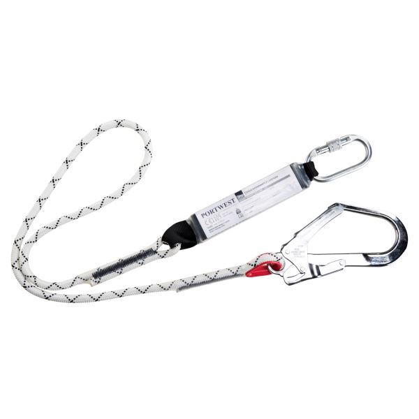 Portwest White Single Kernmantle 1.8m Lanyard With Shock Absorber 