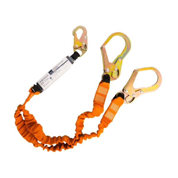 Portwest Black Orange Double 140kg 1.8m Lanyard with Shock Absorber 