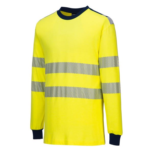 Portwest Yellow Navy PW3 Flame Resistant Hi-Vis T-Shirt 