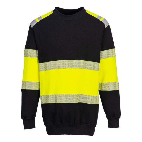 Portwest Yellow Black PW3 Flame Resistant Class 1 Sweatshirt  
