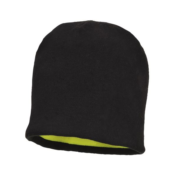 Portwest Yellow Black Reversible Hi-Vis Beanie Hat 