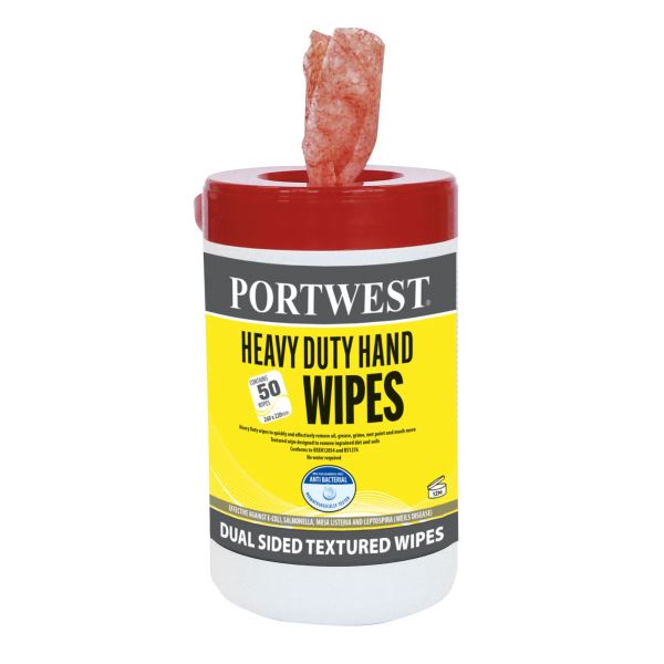 Portwest Orange Heavy Duty Hand Wipes (80 Wipes) 