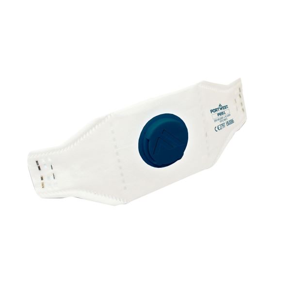 Portwest White EAGLE FFP2 Valved Dolomite Fold Flat Respirator (Pk10) 