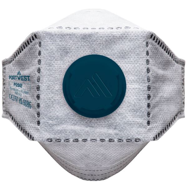 Portwest White EAGLE FFP2 Valved Carbon Fold Flat Respirator (Pk10) 