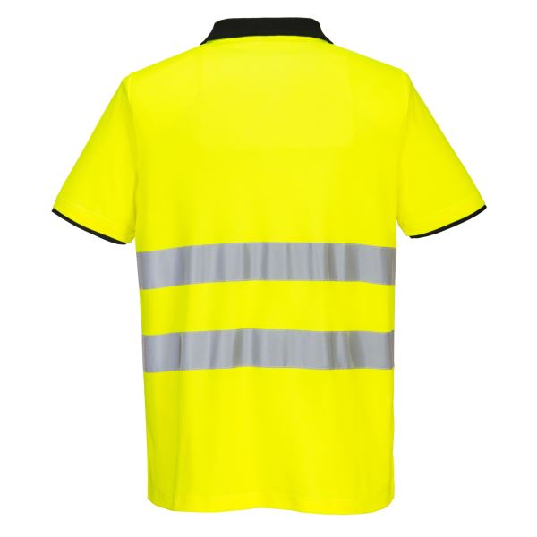 Portwest Yellow Black PW2 Hi-Vis Cotton Comfort Polo Shirt S/S  