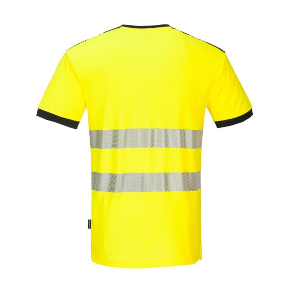 Portwest Yellow Black PW3 Hi-Vis V-Neck Mesh Insert T-Shirt S/S  