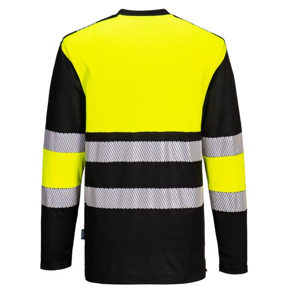 Portwest Yellow Black PW3 Hi-Vis Cotton Comfort Class 1 T-Shirt L/S  