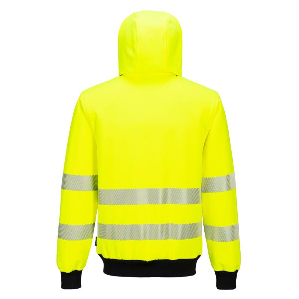 Portwest Yellow Black PW3 Hi-Vis Zip Hoodie  