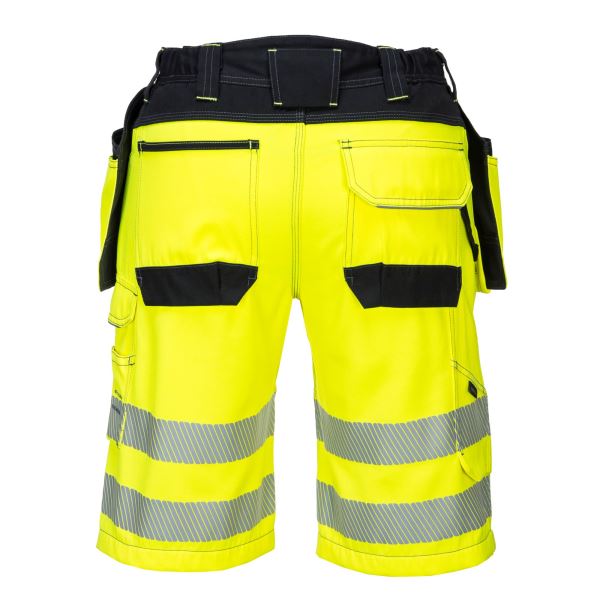 Portwest Yellow Black PW3 Hi-Vis Holster Pocket Shorts 