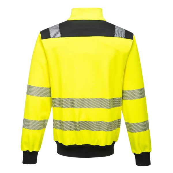 Portwest Yellow Black PW3 Hi-Vis Zip Sweatshirt 