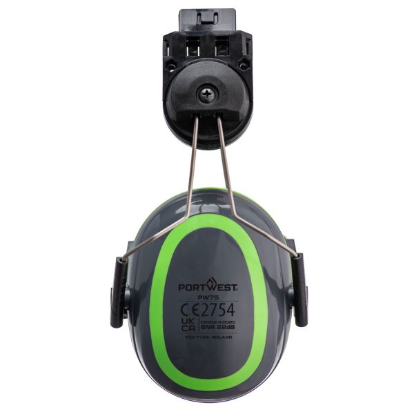 Portwest Grey Green HV Extreme Ear Defenders Low Clip-On  