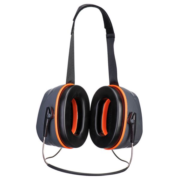 Portwest Grey Orange HV Extreme Ear Defenders Neckband 