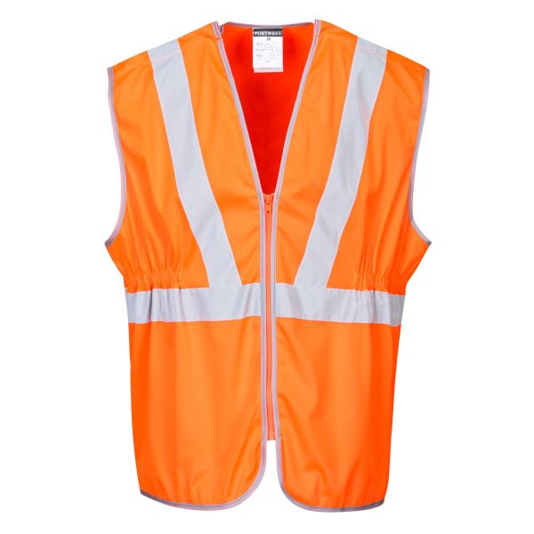 Portwest Orange Hi-Vis Zip Long Length Vest  