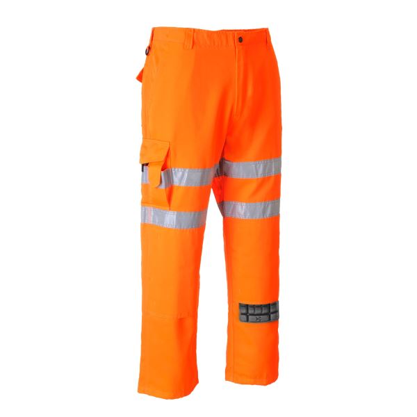 Portwest Orange Tall Hi-Vis Rail Work Trousers 