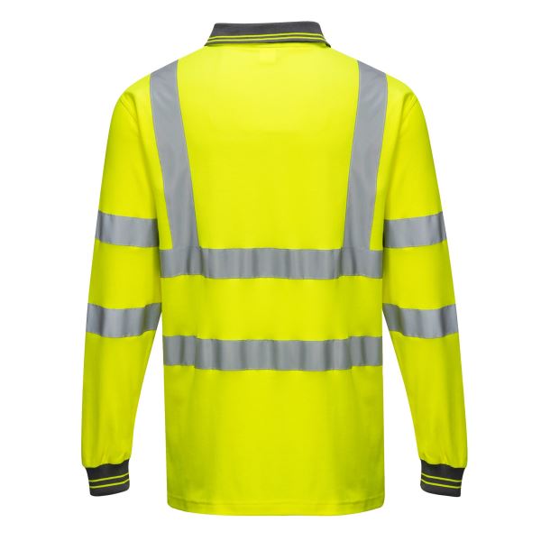 Portwest Yellow Hi-Vis Cotton Comfort Polo Shirt L/S  