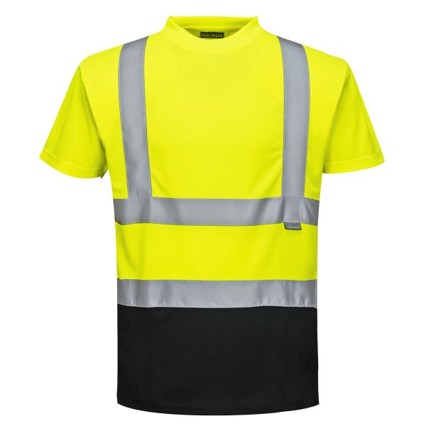 Portwest Yellow Black Hi-Vis Contrast T-Shirt S/S  