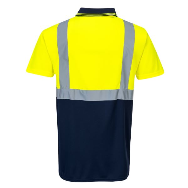 Portwest Yellow Navy Hi-Vis Contrast Polo Shirt S/S  