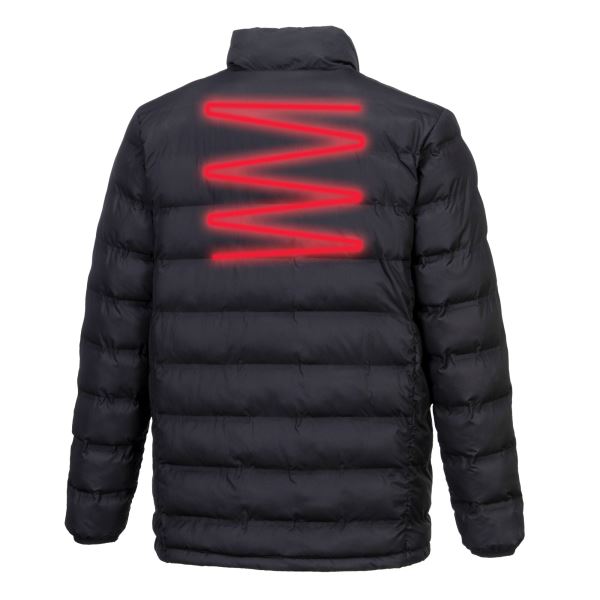 Portwest Black Ultrasonic Heated Tunnel Jacket 