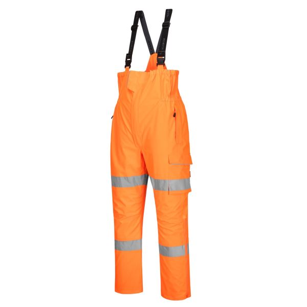 Portwest Orange Hi-Vis Extreme Rain Bib and Brace 