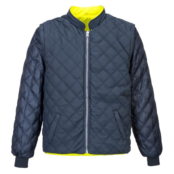 Portwest Yellow Navy Hi-Vis Breathable 2-in-1 Contrast Reversible Jacket  