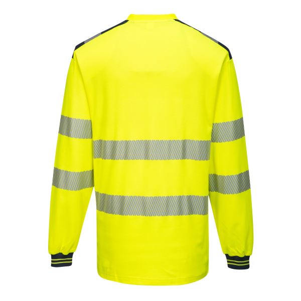 Portwest Yellow Navy PW3 Hi-Vis Cotton Comfort T-Shirt L/S  