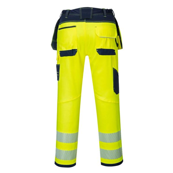 Portwest Yellow Navy PW3 Hi-Vis Holster Pocket Work Trousers 